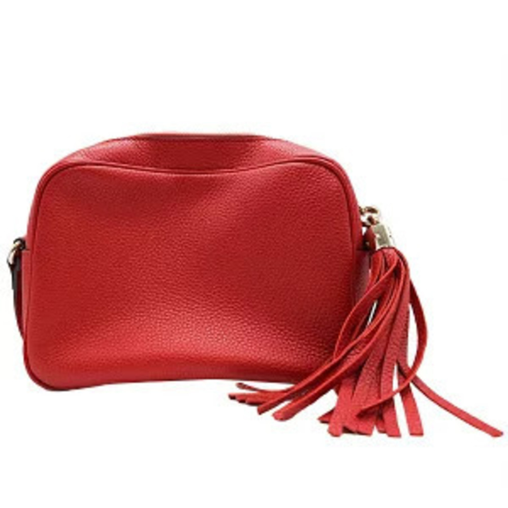 Gucci Soho Tassel Bag Mark Shoulder GG Fringe Leather Red